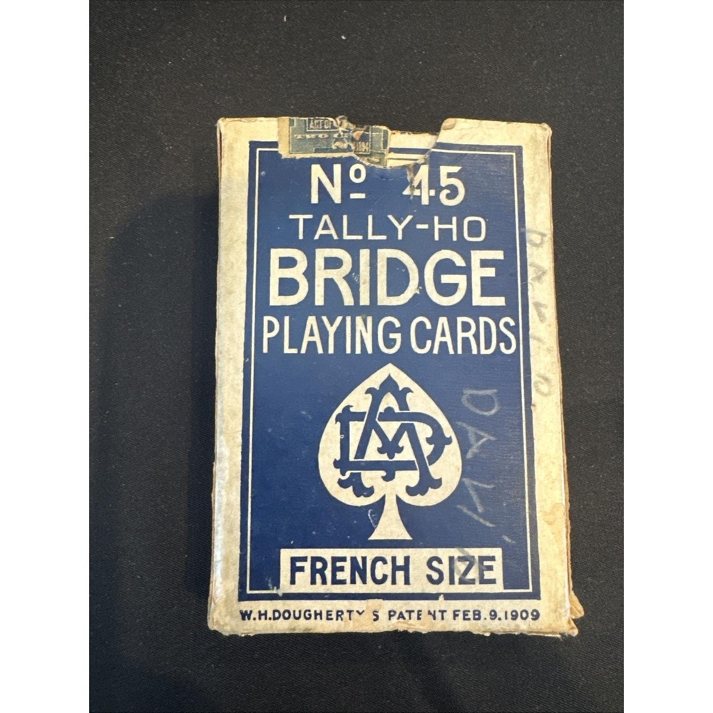 Vintage No 45 Tally-Ho Bridge Playing Cards French Size. Complete No joker Deck.